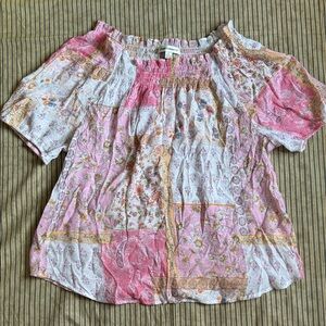 Counterparts Floral Patchwork Off-Shoulder Top